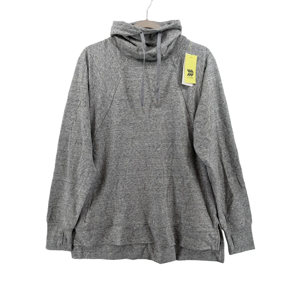 All In Motion Funnel Neck Sweatshirt Heather Gray S French Terry Pullover Hi Low